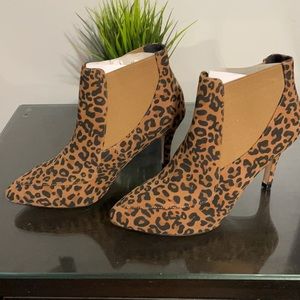 Allegra K Pointed Toe Stiletto Leopard Booties